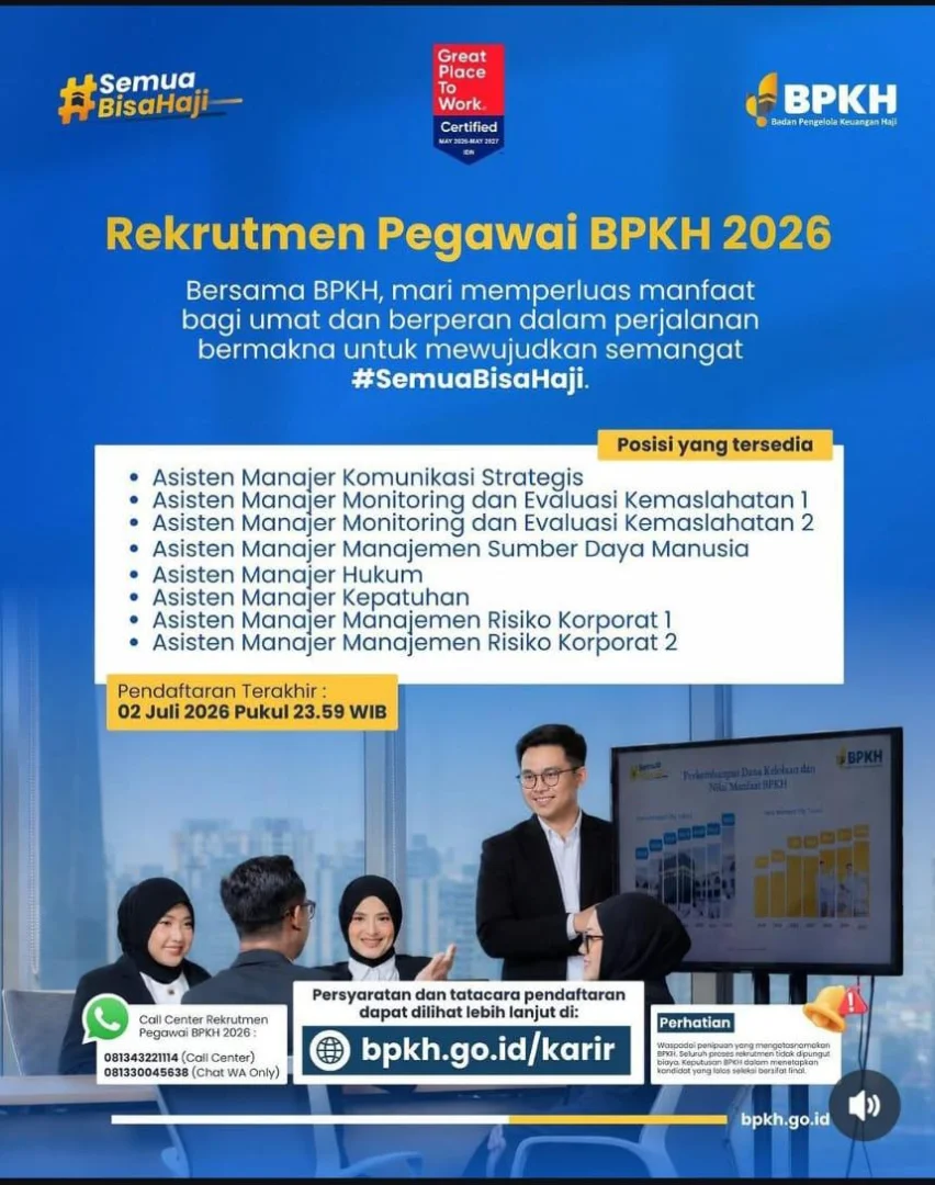 BPKH Buka Rekrutmen Pegawai 2026, Kesempatan Berkarier untuk Putra-Putri Terbaik Bangsa