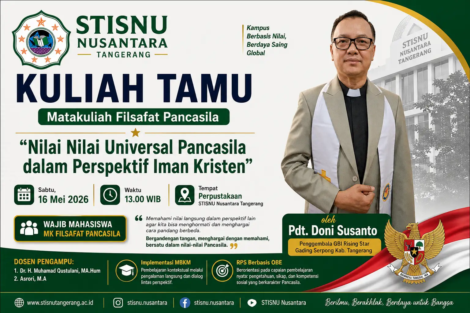 STISNU  Siap Gelar Kuliah Tamu Filsafat Pancasila, Implementasi Nyata MBKM dan RPS Berbasis OBE